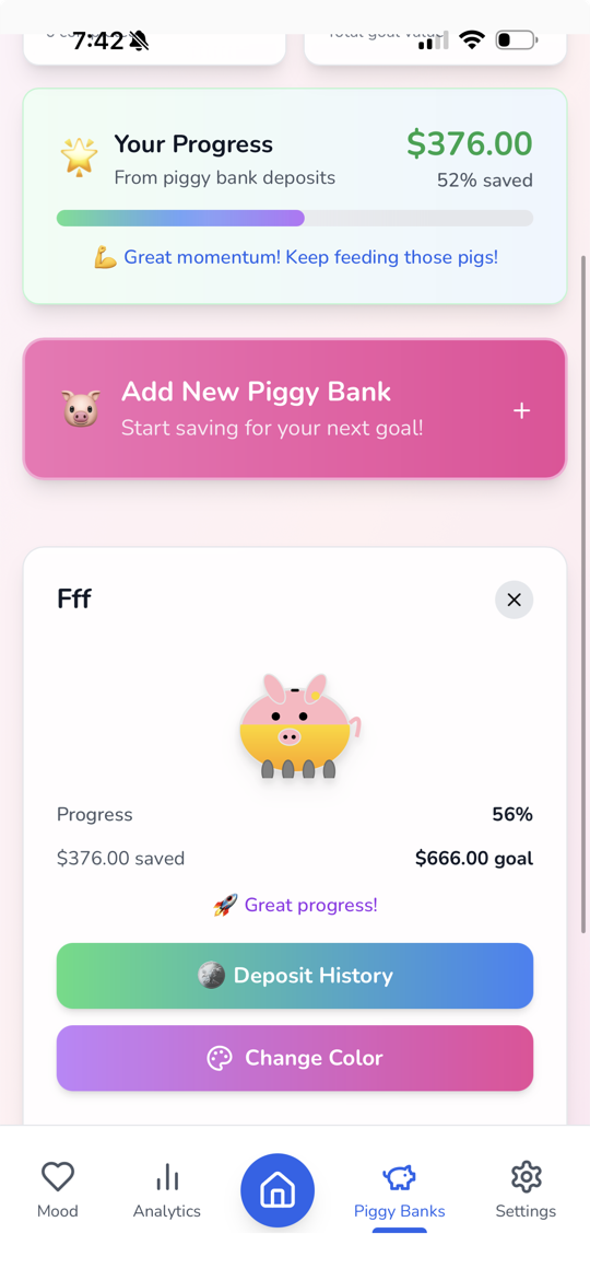 Piggy Banks - Track progress and deposits