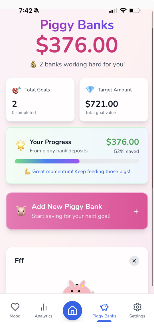 Piggy Banks - Visual savings goals